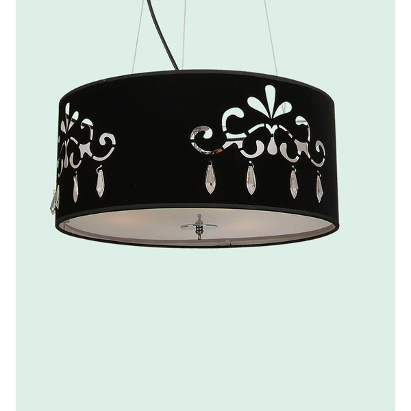 Bethel 3 Light Black Shade Clear Crystal Ceiling Fixture SM02